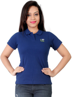 

FCK-3 Woven Women's Polo Neck Blue T-Shirt