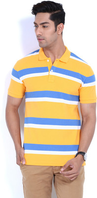 

United Colors of Benetton. Striped Men's Polo Neck White, Blue, Yellow T-Shirt, 901