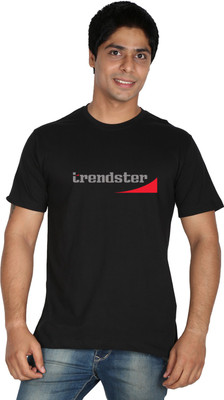 

Trendster Printed Men' Round Neck Black T-Shirt