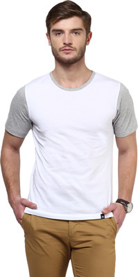 

Bukkl Solid Men' Round Neck White T-Shirt