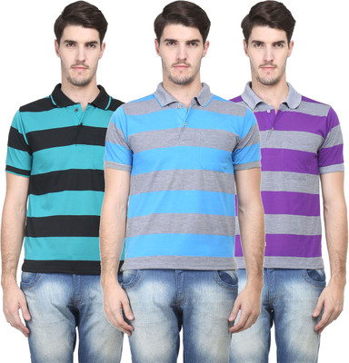 

Vimal Striped Men's Polo Neck Multicolor T-Shirt(Pack of 3