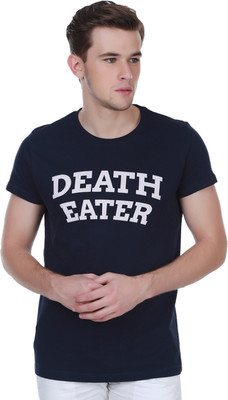 

White Kalia Printed Men' Round Neck Blue T-Shirt, Navy blue