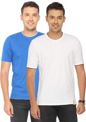 

Campus Sutra Solid Men Round Neck White, Blue T-Shirt(Pack of 2