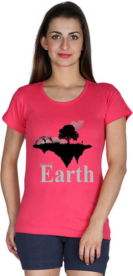 

Faireno Printed Women' Round Neck Pink T-Shirt
