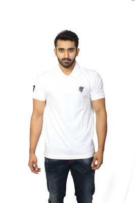 

1OhOne Solid Men's Polo Neck White, Blue T-Shirt, White true navy