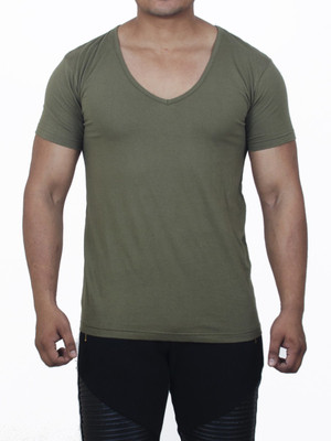 

Fugazee Lifestyle Solid Men' V-neck Green T-Shirt, Olive green