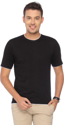 

Campus Sutra Solid Men Round Neck Black T-Shirt