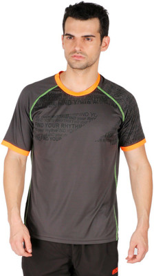 

Vector X Printed Men' Round Neck Grey T-Shirt, Grey orange