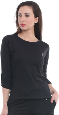 

Ultra Fit Solid Women's Round Neck Black T-Shirt