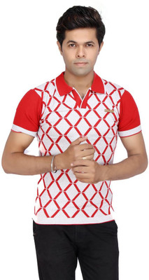 

JG FORCEMAN Printed Men's Polo Neck Red T-Shirt, Red&white