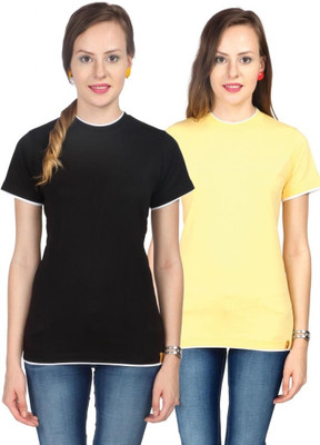 

Campus Sutra Solid Women' Round Neck Black, Yellow T-Shirt(Pack of 2
