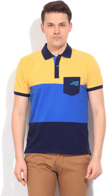 

Lee Striped Men's Polo Neck Blue, Yellow T-Shirt, Super lemon