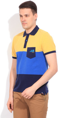 

Lee Striped Men's Polo Neck Blue, Yellow T-Shirt, Super lemon
