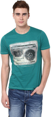 

Fritzberg Printed Men' Round Neck Dark Green T-Shirt