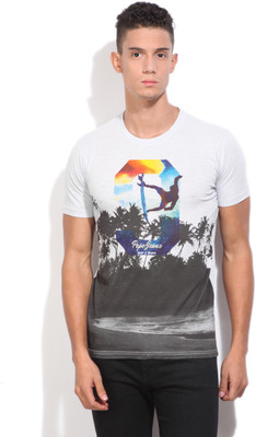 

Pepe Jeans Printed Men's Round Neck Multicolor T-Shirt, Sky