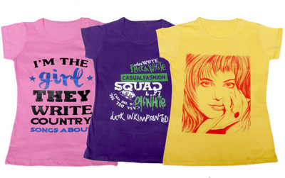 

IndiWeaves Girls Printed T Shirt(Multicolor, Pink & purple & yellow