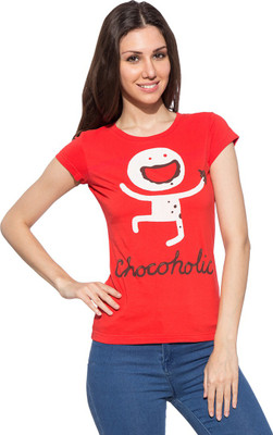 

Chimp Graphic Print Women's Round Neck Red T-Shirt, Grenadine