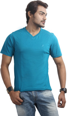 

Spur Solid Men's V-neck Light Blue T-Shirt, Petrol