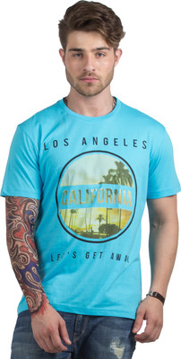 

HotTribes Printed Men's Round Neck Light Blue T-Shirt, Aqua blue