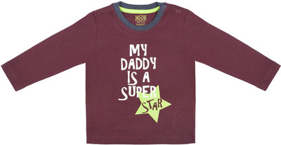 

Wow Mom Boys Printed Cotton T Shirt(Maroon, Pack of 1
