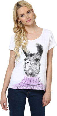 

Only Printed Women's Round Neck White T-Shirt
