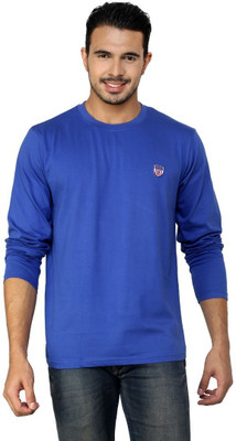 

Free Spirit Solid Men's Round Neck Blue T-Shirt