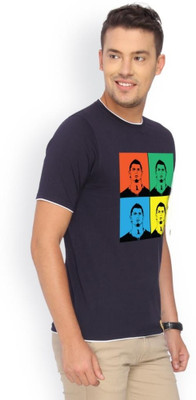 

Campus Sutra Printed Men Round Neck Blue T-Shirt