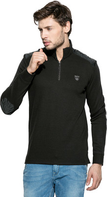 

Mufti Solid Men's Fashion Neck Black T-Shirt
