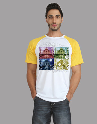 

Trionic Printed Men's Round Neck Yellow, White T-Shirt, Canary yellow