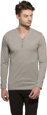 Alan Jones Solid Men's Henley Grey T-Shirt, Milanch