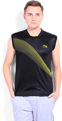 

Li-Ning Printed Men's Round Neck Black T-Shirt