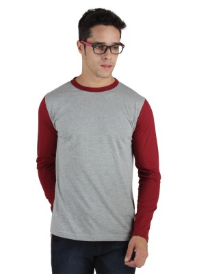 

SayItLoud Solid Men' Round Neck Grey, Maroon T-Shirt