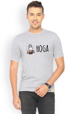 

Campus Sutra Printed Men Round Neck Grey T-Shirt