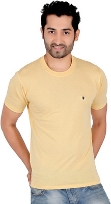

Awack Solid Men's Round Neck Yellow T-Shirt