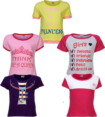 Gkidz Casual Cotton Top(Multicolor, Pack of 5