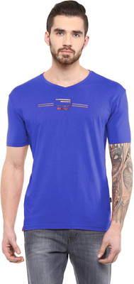 

Fritzberg Printed Men' V-neck Blue T-Shirt, Royal blue