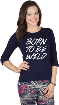 

SayItLoud Printed Women's Round Neck Dark Blue T-Shirt