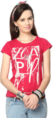 

People Printed Women's Round Neck Pink T-Shirt