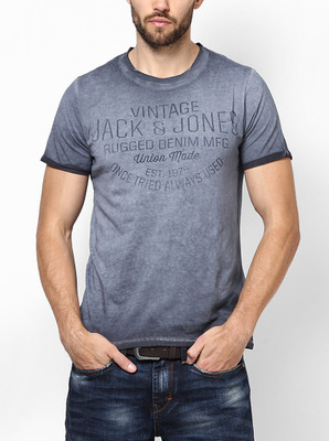 

Jack & Jones Graphic Print Men' Round Neck Grey T-Shirt, Total eclipse
