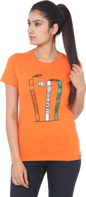 RUSE Solid Women Round Neck Orange T-Shirt