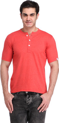 BigIdea Solid Men' Round Neck Red T-Shirt