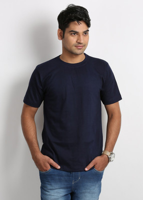 

Weardo Solid Men' Round Neck Dark Blue T-Shirt, Navy blue
