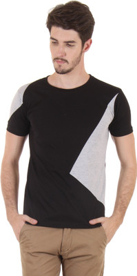 

Fio Solid Men's Round Neck Black, Grey T-Shirt