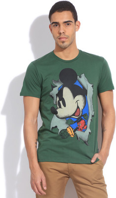 

Mickey & Friends Printed Men's Round Neck Green T-Shirt, Cilantro
