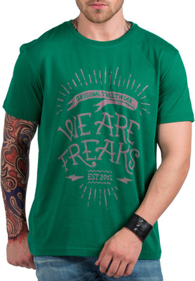 

HotTribes Printed Men' Round Neck Green T-Shirt, Forest green