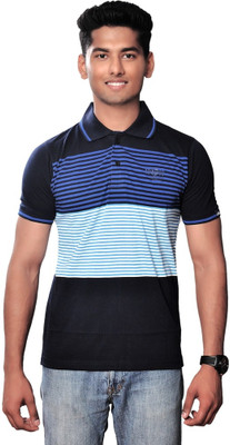 

Vibgyor Striped Men's Polo Neck Multicolor T-Shirt, Blue
