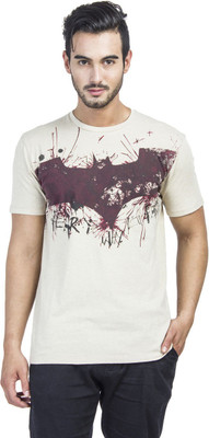 

Batman Printed Men's Round Neck White T-Shirt, Oatmeal melange