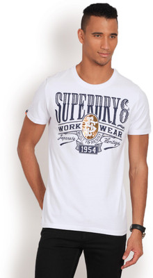 

Superdry Printed Men's Round Neck White T-Shirt, 01c