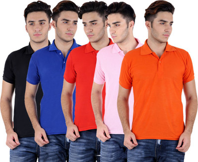 

Sanvi Traders Solid Men Polo Neck Multicolor T-Shirt(Pack of 5