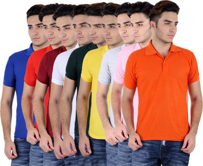 

Sanvi Traders Solid Men Polo Neck Multicolor T-Shirt(Pack of 9